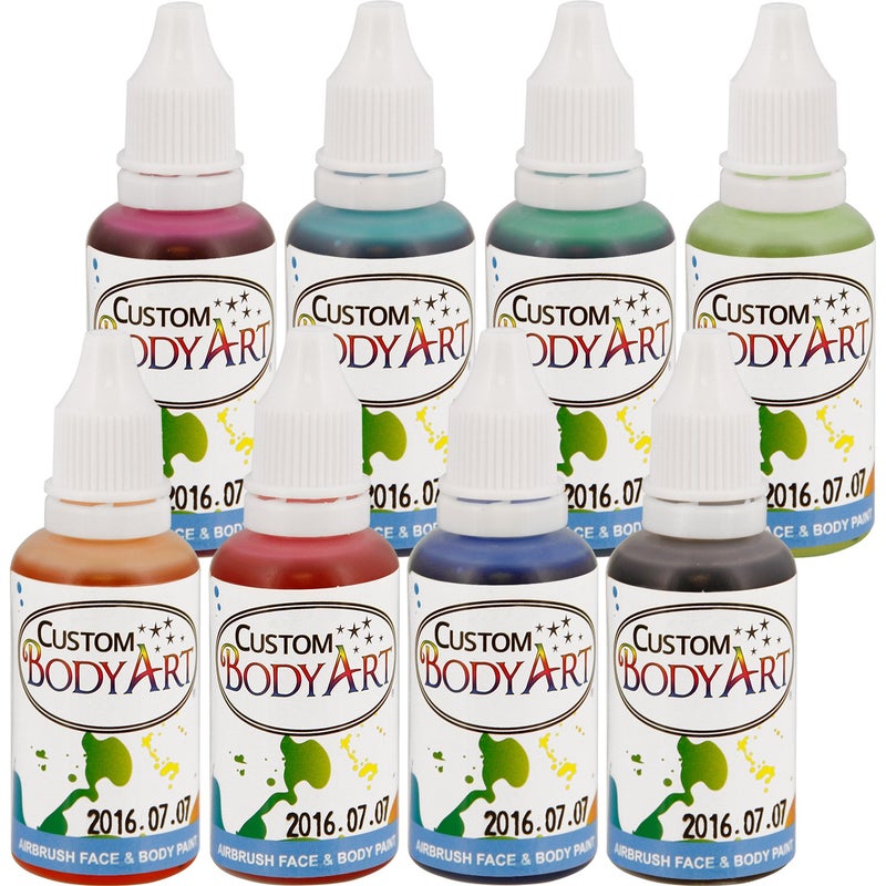 Custom Body Art 1oz 8 Color Secondary Airbrush Water Based Face and Body Paint Set - Image 1